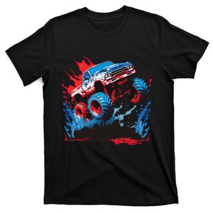 Monster Truck Red White and Blue USA Colors T-Shirt