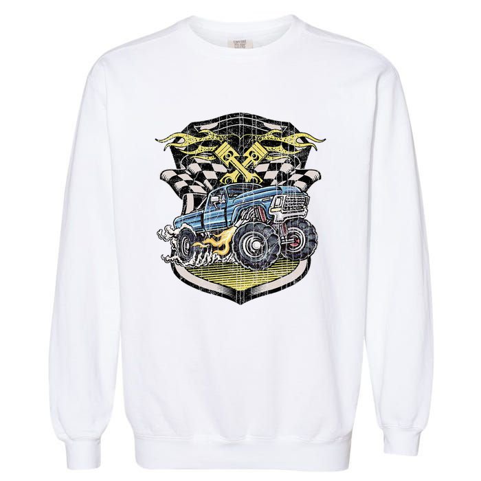 Monster Truck Retro Distressed Vintage Monster Truck Garment-Dyed Sweatshirt