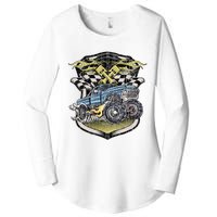 Monster Truck Retro Distressed Vintage Monster Truck Women's Perfect Tri Tunic Long Sleeve Shirt