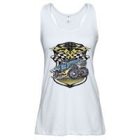 Monster Truck Retro Distressed Vintage Monster Truck Ladies Essential Flowy Tank