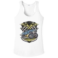 Monster Truck Retro Distressed Vintage Monster Truck Ladies PosiCharge Competitor Racerback Tank