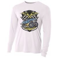 Monster Truck Retro Distressed Vintage Monster Truck Cooling Performance Long Sleeve Crew