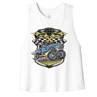 Monster Truck Retro Distressed Vintage Monster Truck Women's Racerback Cropped Tank