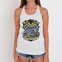 Monster Truck Retro Distressed Vintage Monster Truck Women's Knotted Racerback Tank