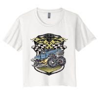 Monster Truck Retro Distressed Vintage Monster Truck Women's Crop Top Tee