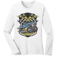 Monster Truck Retro Distressed Vintage Monster Truck Ladies Long Sleeve Shirt