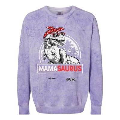 Mamasaurus T rex Dinosaur Funny Mama Saurus Mother's Family Colorblast Crewneck Sweatshirt