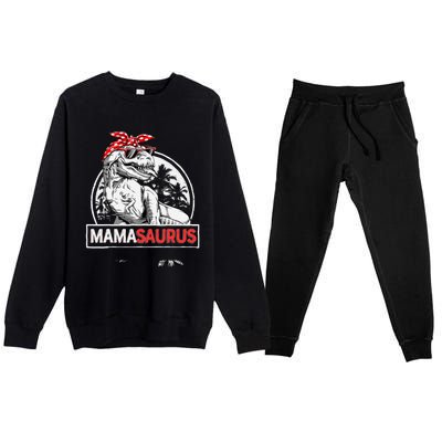 Mamasaurus T rex Dinosaur Funny Mama Saurus Mother's Family Premium Crewneck Sweatsuit Set