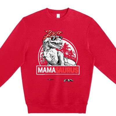 Mamasaurus T rex Dinosaur Funny Mama Saurus Mother's Family Premium Crewneck Sweatshirt