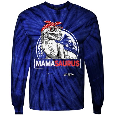 Mamasaurus T rex Dinosaur Funny Mama Saurus Mother's Family Tie-Dye Long Sleeve Shirt