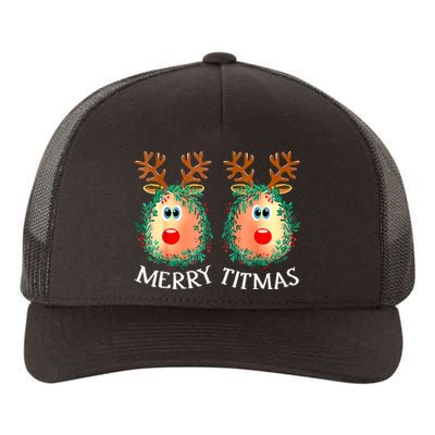 Merry Titmas Reindeer Boobs Naughty Funny Ugly Christmas Yupoong Adult 5-Panel Trucker Hat