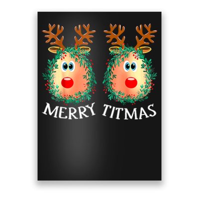 Merry Titmas Reindeer Boobs Naughty Funny Ugly Christmas Poster