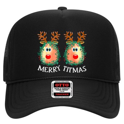 Merry Titmas Reindeer Boobs Naughty Funny Ugly Christmas Trucker Hat
