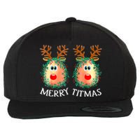 Merry Titmas Reindeer Boobs Naughty Funny Ugly Christmas Wool Snapback Cap