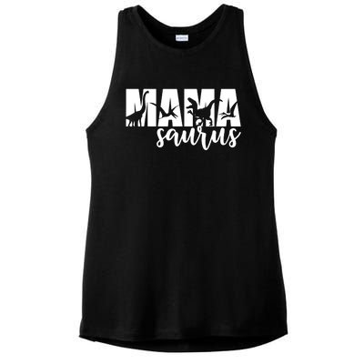 MamaSaurus T rex Dinosaur Funny Mama Saurus Mother's Day Ladies PosiCharge Tri-Blend Wicking Tank