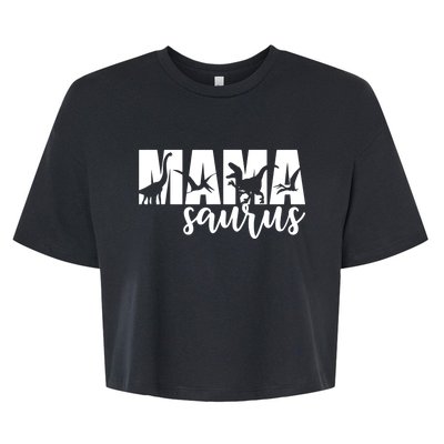 MamaSaurus T rex Dinosaur Funny Mama Saurus Mother's Day Bella+Canvas Jersey Crop Tee