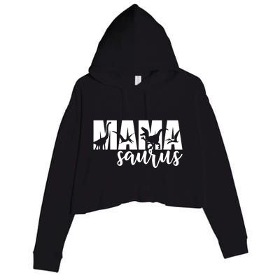 MamaSaurus T rex Dinosaur Funny Mama Saurus Mother's Day Crop Fleece Hoodie