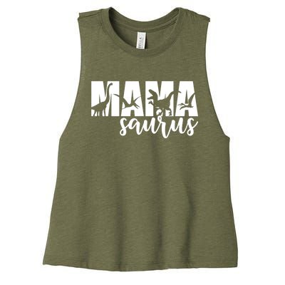 MamaSaurus T rex Dinosaur Funny Mama Saurus Mother's Day Women's Racerback Cropped Tank