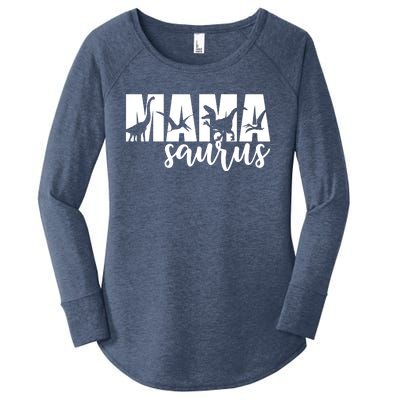 MamaSaurus T rex Dinosaur Funny Mama Saurus Mother's Day Women's Perfect Tri Tunic Long Sleeve Shirt