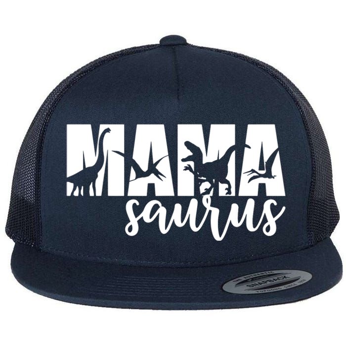 MamaSaurus T rex Dinosaur Funny Mama Saurus Mother's Day Flat Bill Trucker Hat