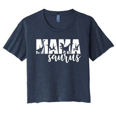 MamaSaurus T rex Dinosaur Funny Mama Saurus Mother's Day Women's Crop Top Tee