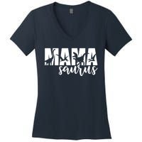 MamaSaurus T rex Dinosaur Funny Mama Saurus Mother's Day Women's V-Neck T-Shirt