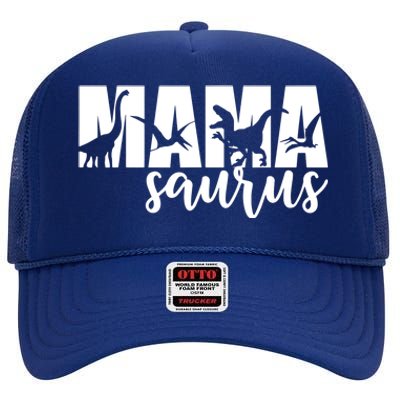 MamaSaurus T rex Dinosaur Funny Mama Saurus Mother's Day High Crown Mesh Back Trucker Hat