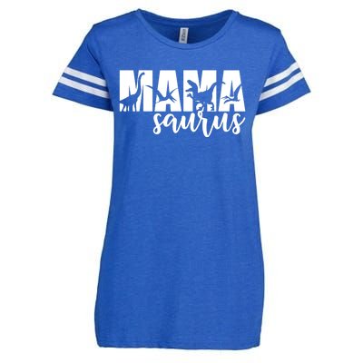 MamaSaurus T rex Dinosaur Funny Mama Saurus Mother's Day Enza Ladies Jersey Football T-Shirt