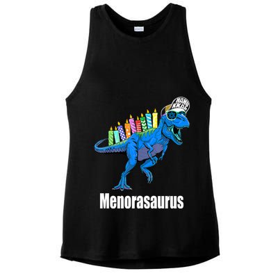 Menorasaurus T Rex Hanukkah Funny Dino Ladies PosiCharge Tri-Blend Wicking Tank