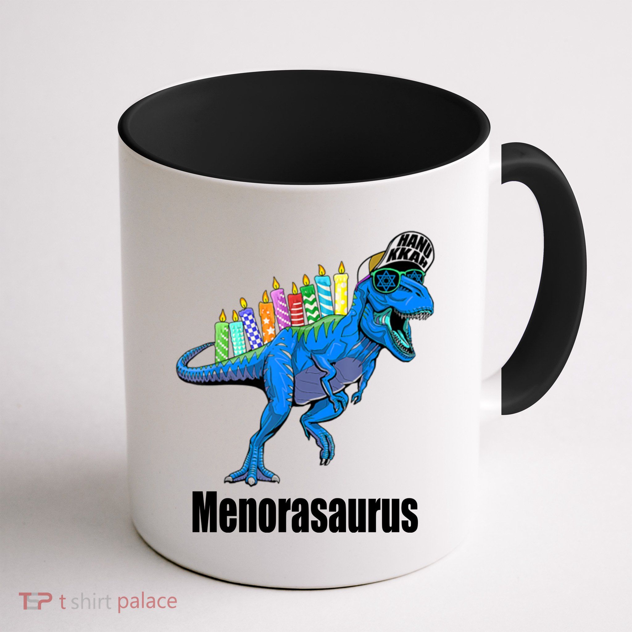 Menorasaurus T Rex Hanukkah Funny Dino Mug