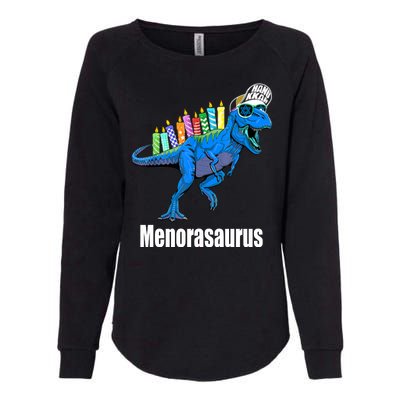 Menorasaurus T Rex Hanukkah Funny Dino Womens California Wash Sweatshirt