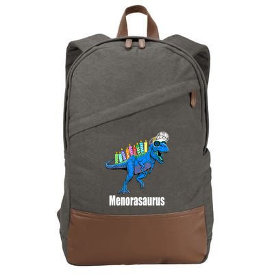 Menorasaurus T Rex Hanukkah Funny Dino Cotton Canvas Backpack