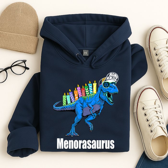 Menorasaurus T Rex Hanukkah Funny Dino Hoodie