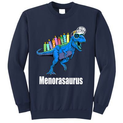 Menorasaurus T Rex Hanukkah Funny Dino Sweatshirt