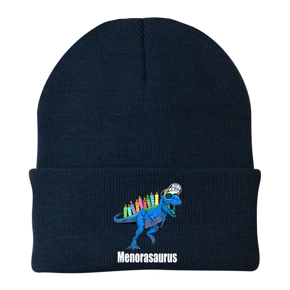Menorasaurus T Rex Hanukkah Funny Dino Beanie