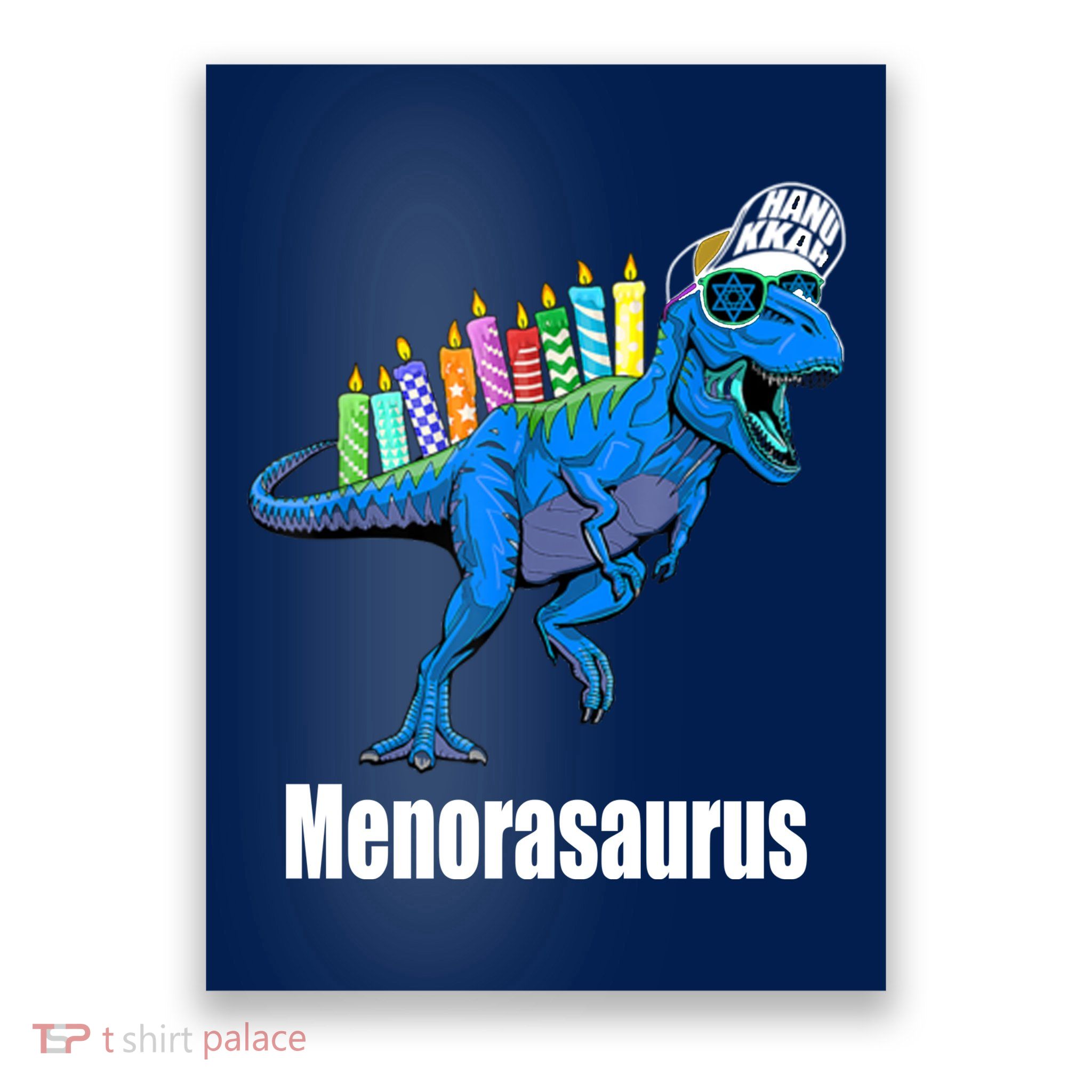 Menorasaurus T Rex Hanukkah Funny Dino Poster