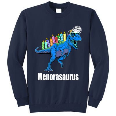 Menorasaurus T Rex Hanukkah Funny Dino Tall Sweatshirt