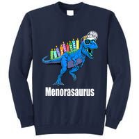 Menorasaurus T Rex Hanukkah Funny Dino Tall Sweatshirt