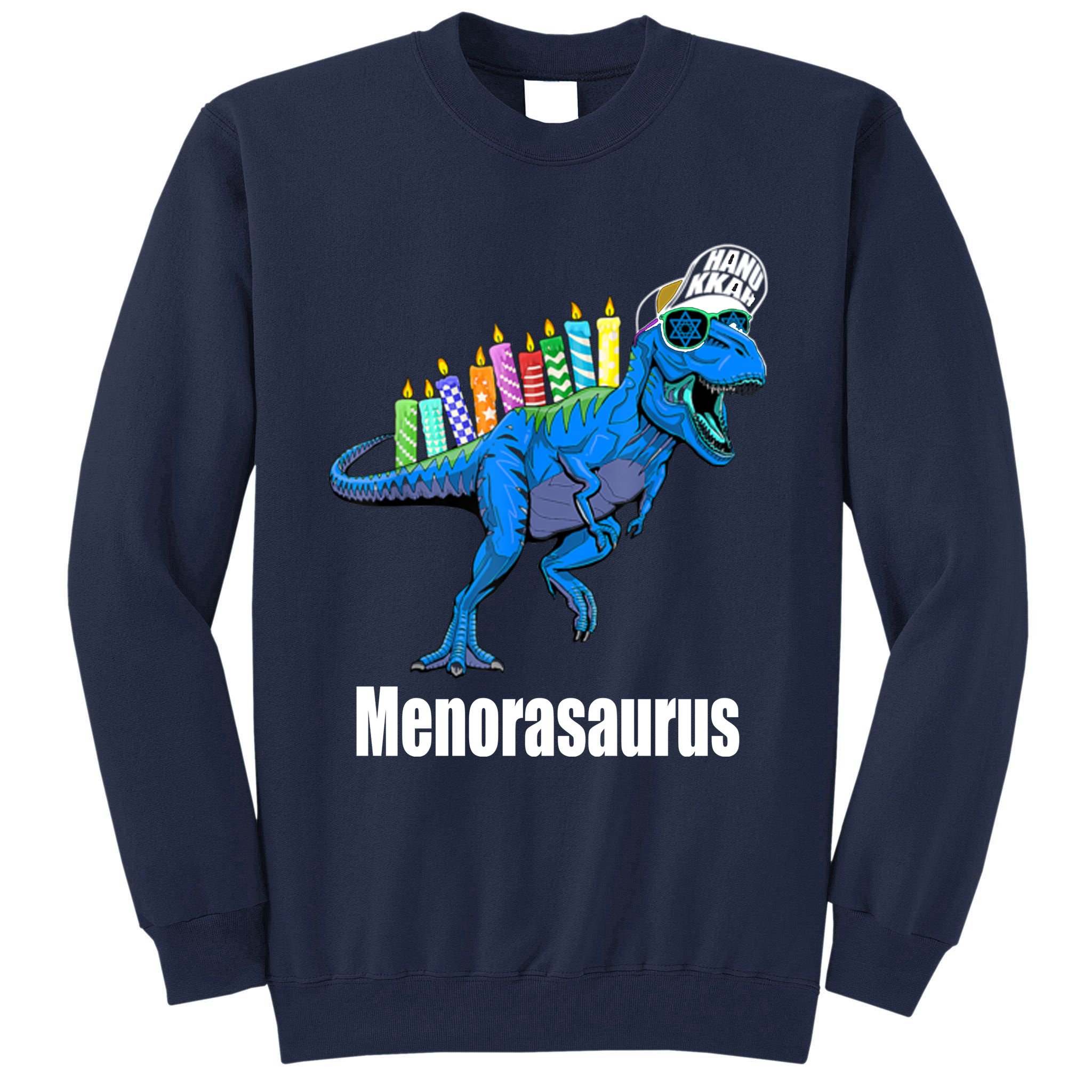 Menorasaurus T Rex Hanukkah Funny Dino Tall Sweatshirt