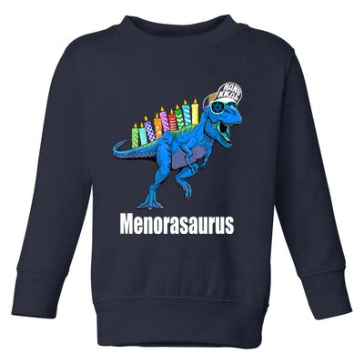 Menorasaurus T Rex Hanukkah Funny Dino Toddler Sweatshirt