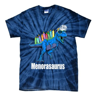 Menorasaurus T Rex Hanukkah Funny Dino Tie-Dye T-Shirt