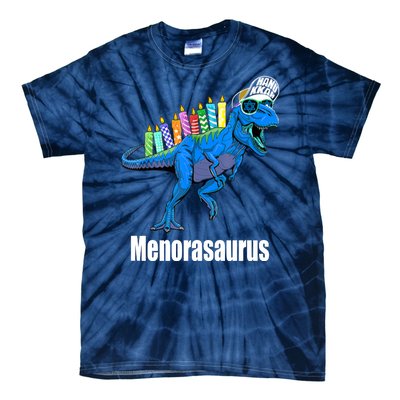 Menorasaurus T Rex Hanukkah Funny Dino Tie-Dye T-Shirt