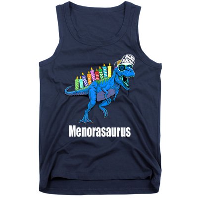 Menorasaurus T Rex Hanukkah Funny Dino Tank Top