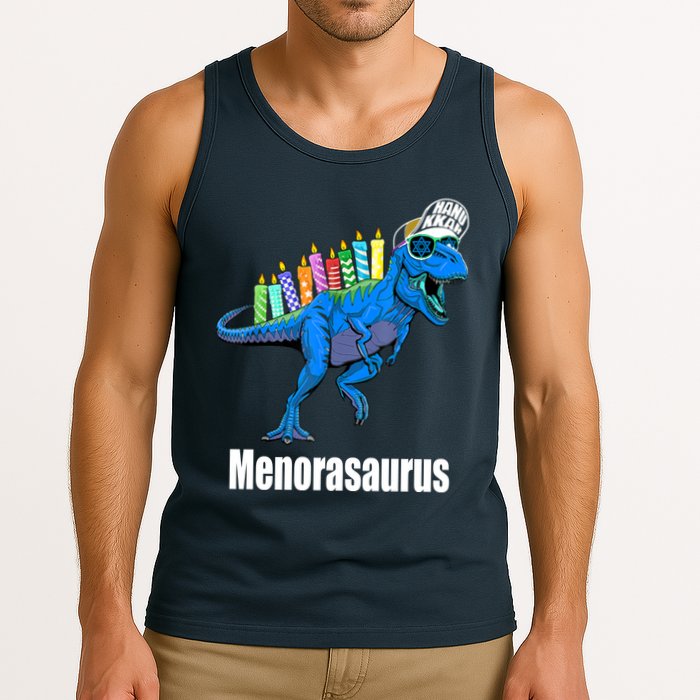 Menorasaurus T Rex Hanukkah Funny Dino Tank Top