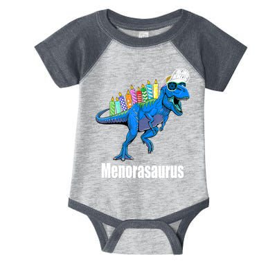 Menorasaurus T Rex Hanukkah Funny Dino Infant Baby Jersey Bodysuit