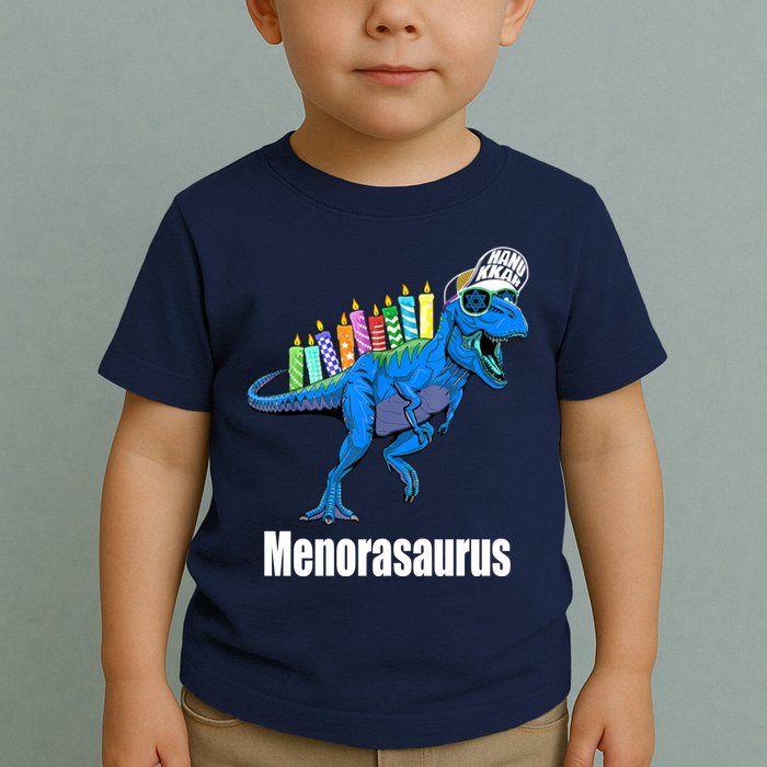 Menorasaurus T Rex Hanukkah Funny Dino Toddler T-Shirt
