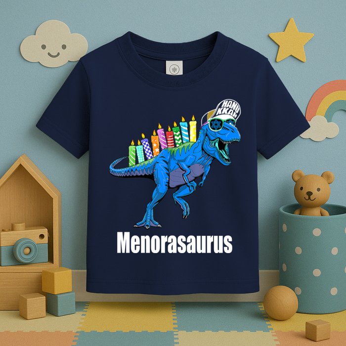 Menorasaurus T Rex Hanukkah Funny Dino Toddler T-Shirt