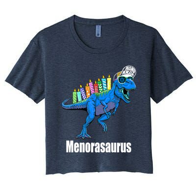 Menorasaurus T Rex Hanukkah Funny Dino Crop Top