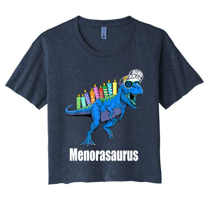 Menorasaurus T Rex Hanukkah Funny Dino Crop Top