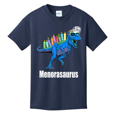 Menorasaurus T Rex Hanukkah Funny Dino Kids T-Shirt